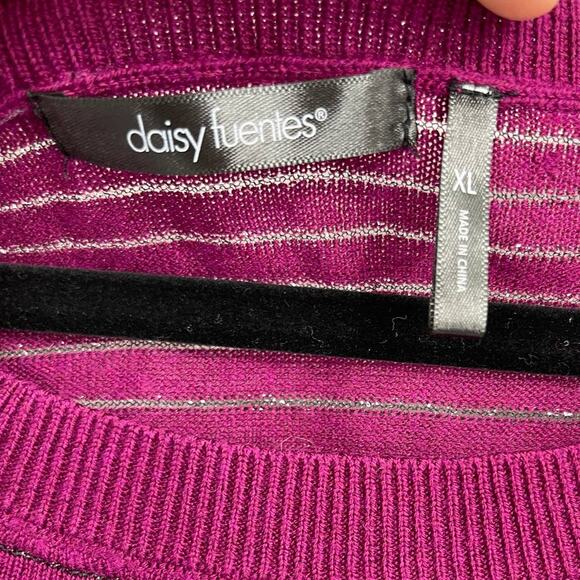 Daisy Fuentes Purple Knitted Long Sleeve Sweater Top Side Slit Womens Size XL - Picture 7 of 10